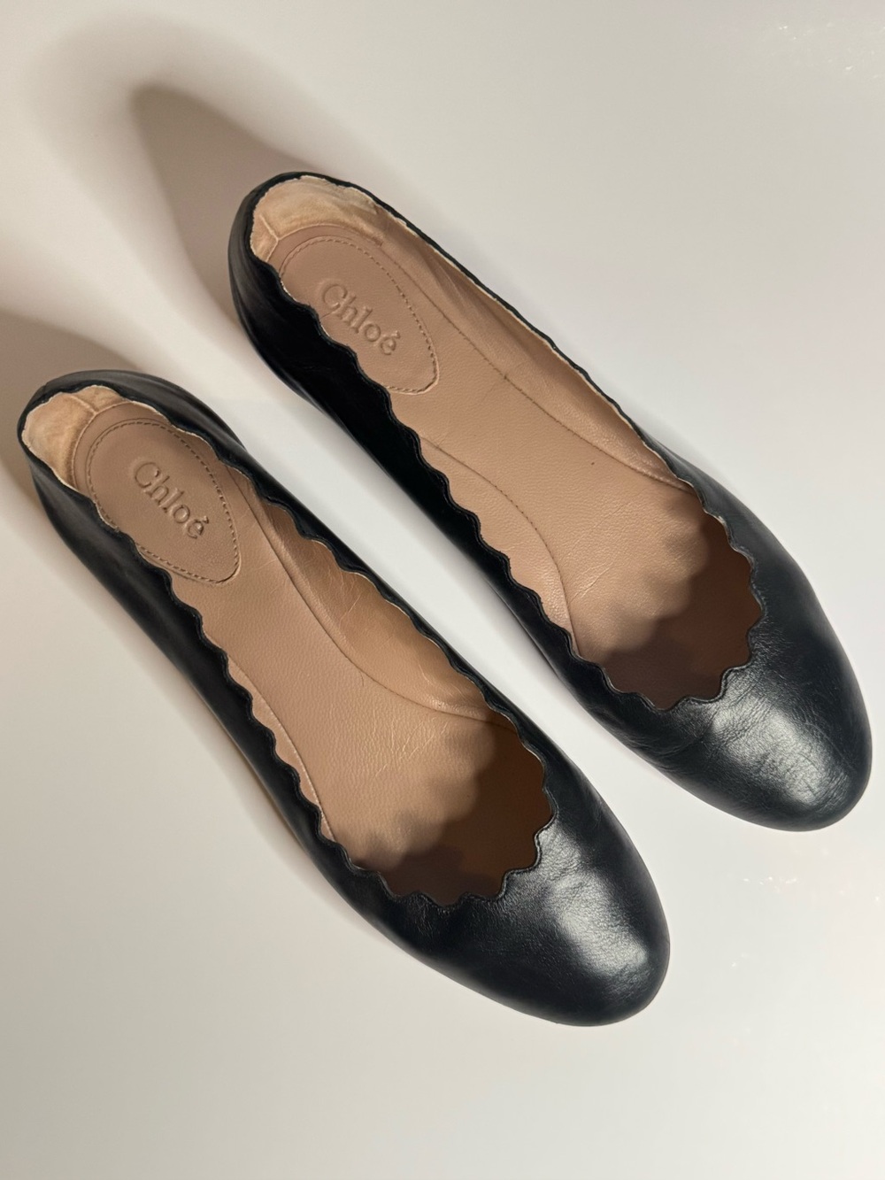 Chloé Black Scalloped Leather Ballet Flats | EU 40 | US 9.5 - Picture 2 of 5